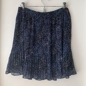 Black and blue polka dot A-line skirt